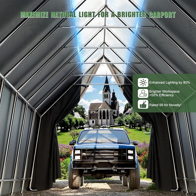 Skyview Portable Garage, 13x24 FT Heavy Duty Carport Canopy - Image 2
