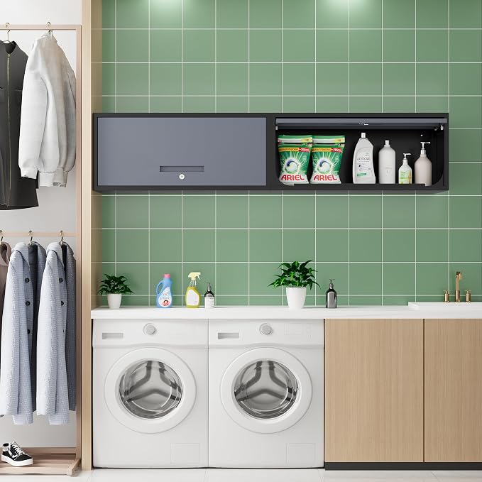 Metal Storage Cabinet Black&Gray Wall Cabinets - Image 2