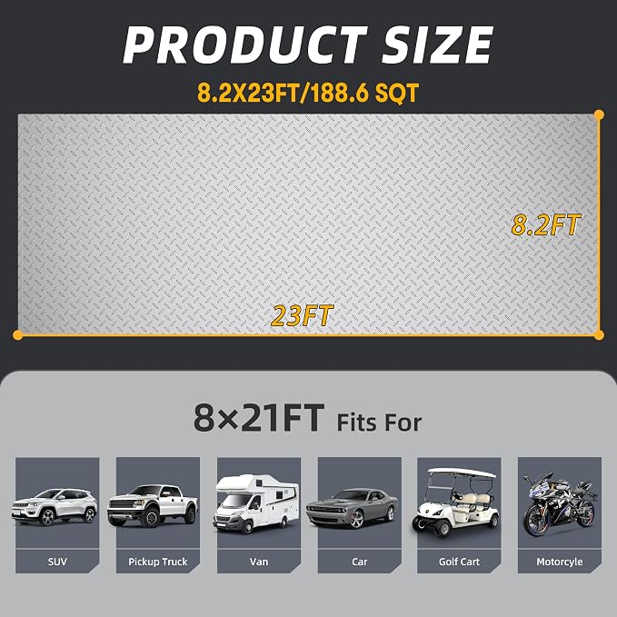 8.2 x 23 FT Garage Floor Mat, 2.8mm Thickened Diamond Plate PVC Garage Flooring - Image 3