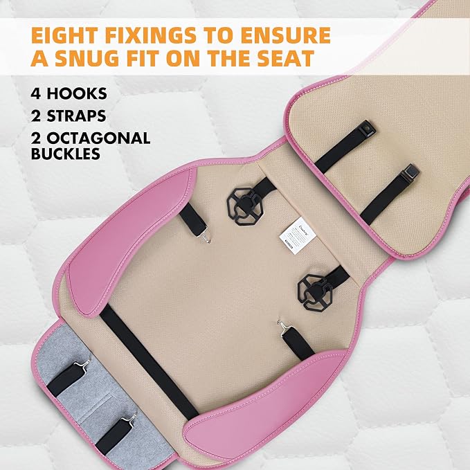 Elantrip 2 PCS Front Car Seat Covers Pink Leather Auto - Image 5