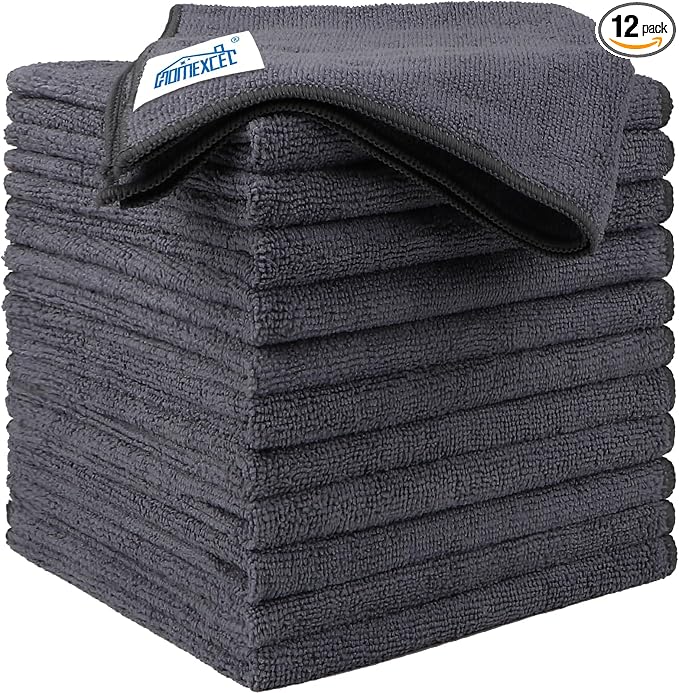 HOMEXCEL Microfiber Cleaning Cloth 12 Pack, 12.5 x 12.5 inch Microfiber Towels by HOMEXCEL
