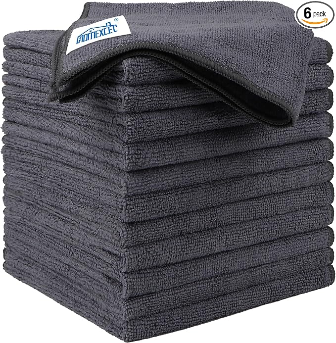 HOMEXCEL Grey Microfiber Cleaning Cloth 6 Pack, 12.5 x 12.5 inch Microfiber by HOMEXCEL