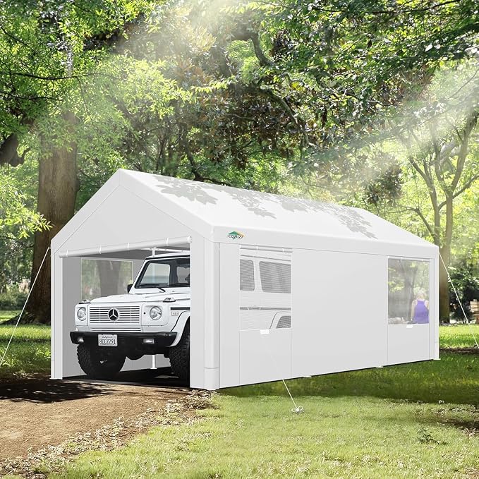 COBIZI Carport 12x20ft Heavy Duty Portable Garage, 2.0 Powder Coated Frame - Image 7
