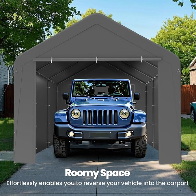 GOJOOASIS 10x20 Carport Heavy Duty Portable Garage Shelter Metal Car Canopy Tent - Image 5