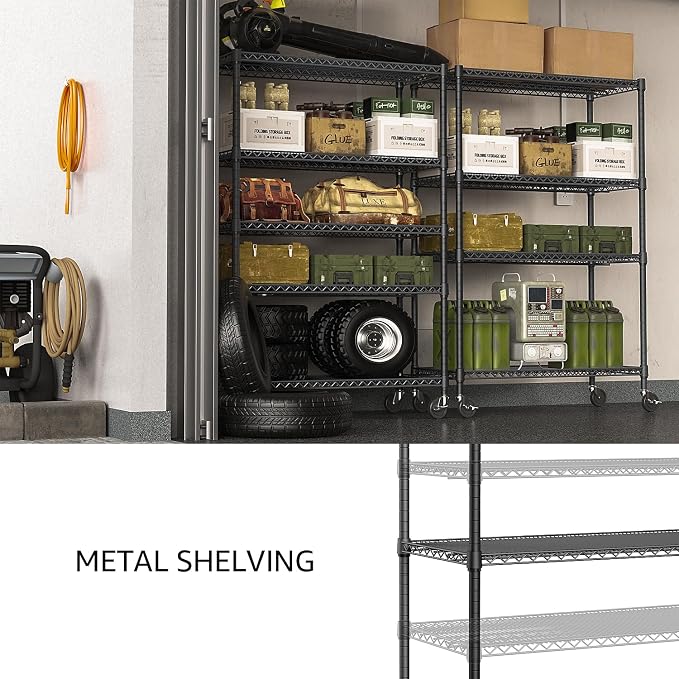IZEUK Garage Shelving Wide Storage Shelves 5 Tier Metal Shelves Heavy Duty - Image 7