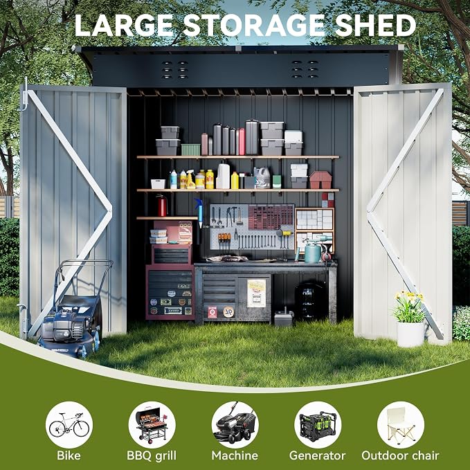 COMHOMA Shed Outdoor Storage Shed Metal, Lockable Doors Tool Sheds - Image 3