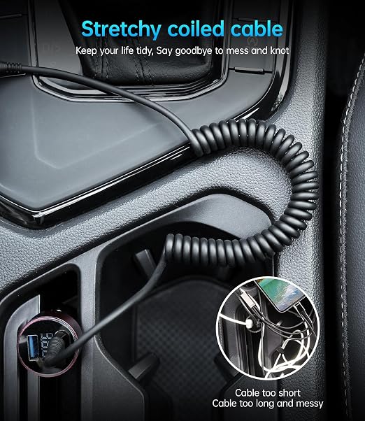 Coiled USB C to C Cable for Car 5FT, USB Type C Charger Cable 100W Short USBC - Image 5