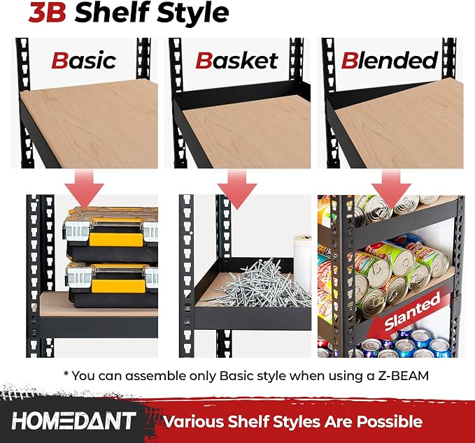 HOMEDANT 5 Tier Laminated Boltless Heavy Duty Garage Storage Adjustable Wide - Image 4