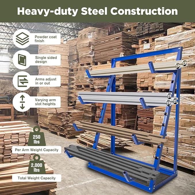 4 Tier Steel Horizontal Storage Rack, Heavy Duty Free Standing Bar Storage - Image 5