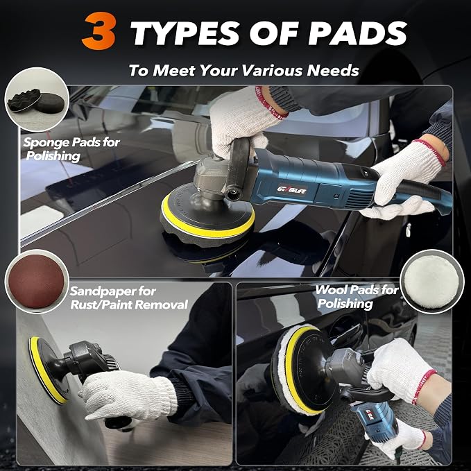 Buffer Polisher, 6 Inch/7 Inch 1600W Rotary Car Buffer Polisher Waxer, 7 - Image 6