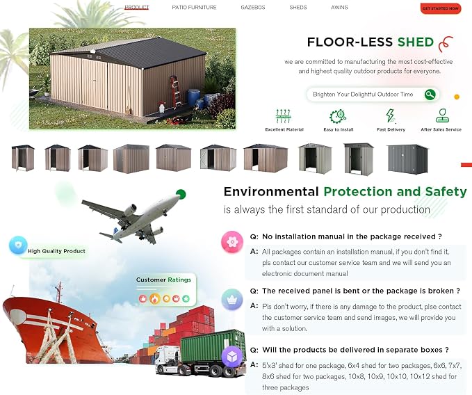 AECOJOY 14' x 12' Shed Outdoor Metal Storage, Large Storage Sheds & Outdoor - Image 7