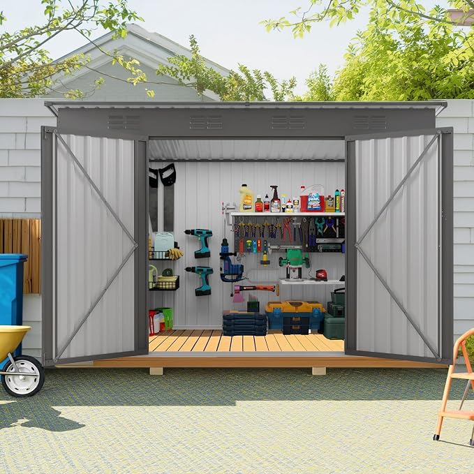 4 x 9 FT Metal Outdoor Storage Shed w/Lockable Door, Lean to Storage Sheds - Image 2