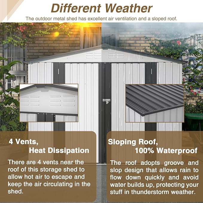 8x6 FT Outdoor Metal Storage Shed - Image 4