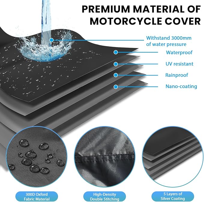 Waterproof Motorbike Cover Outdoor, Motorcycle Scooter Moped Rain Dust - Image 4