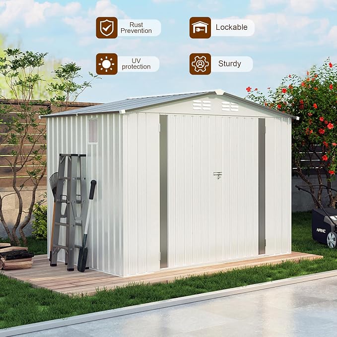 6x3.6FT Storage Shed, Outdoor Galvanized Steel Garden Shed - Image 5