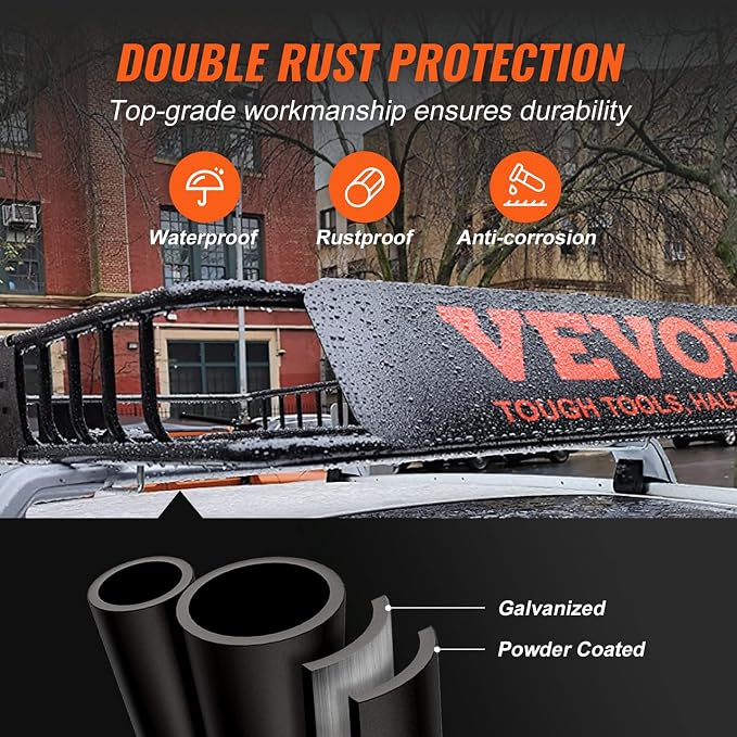 VEVOR Roof Rack Cargo Basket, 200 LBS Capacity Universal Rack Carrier - Image 3