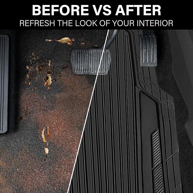 CAR PASS Heavy Duty Sporty Rubber Car Mats, Deep Dish All Weather Car Floor - Image 6
