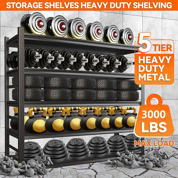 Metal Garage Shelving Unit, Heavy Duty 5-Tier Adjustable Storage shelves - Image 4