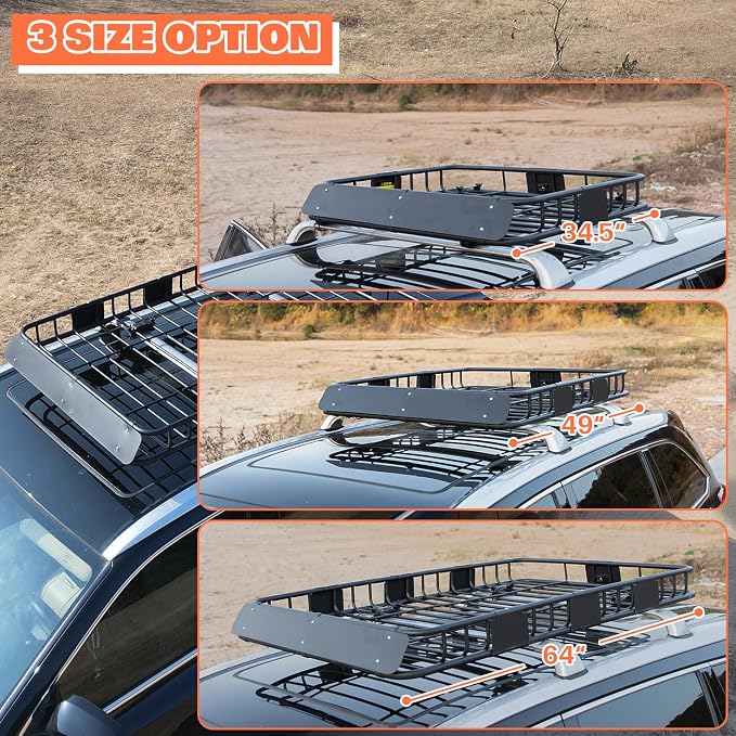 WEIZE 64" x 39" x 5" 200lb Heavy Duty Roof Rack Carrier Basket - Image 6