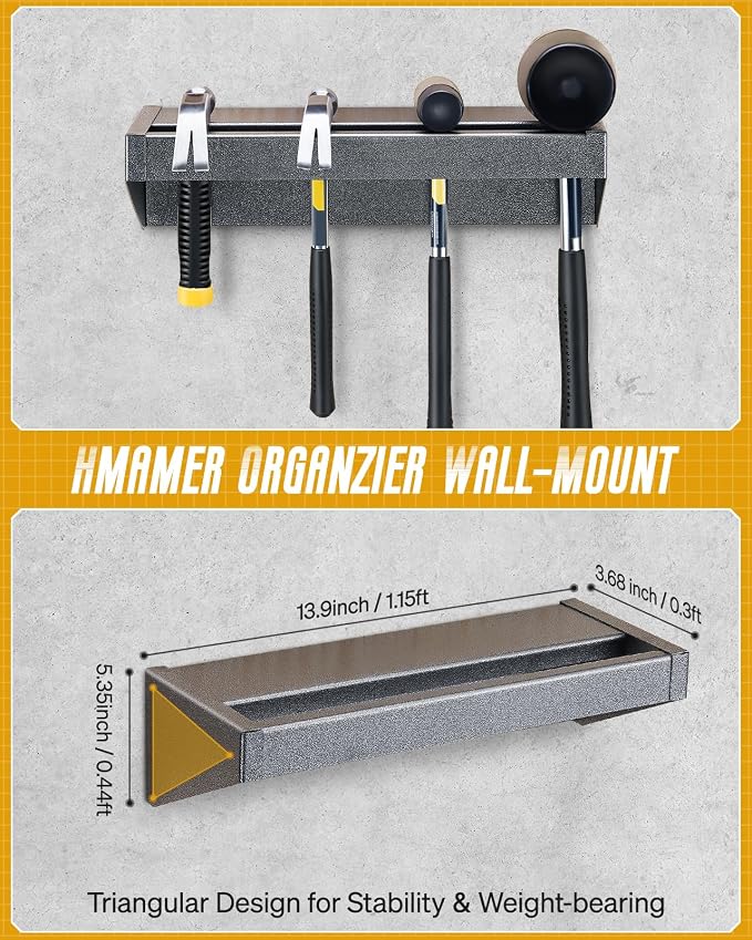 Wall Mount Screwdriver Organizer, Pliers Holder, Hammer Rack, 17x8.5-inch - Image 4