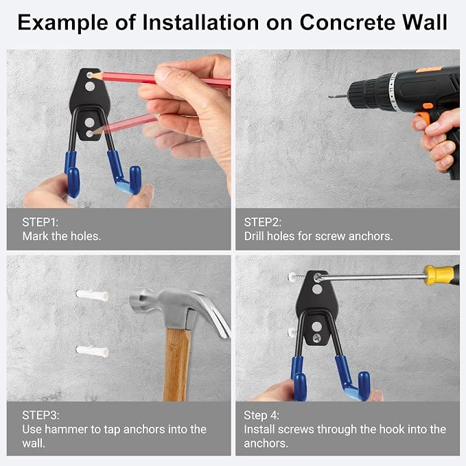 Steel Garage Hooks Wall Tool Organizer, 8 Pack Garage Storage Hook Heavy Duty - Image 4