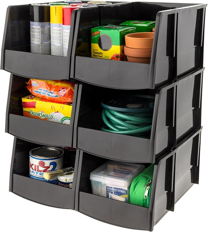 IRIS USA Stackable Storage Bins Open Front, 6 Pack, Plastic Hanging Organizer by IRISUSA