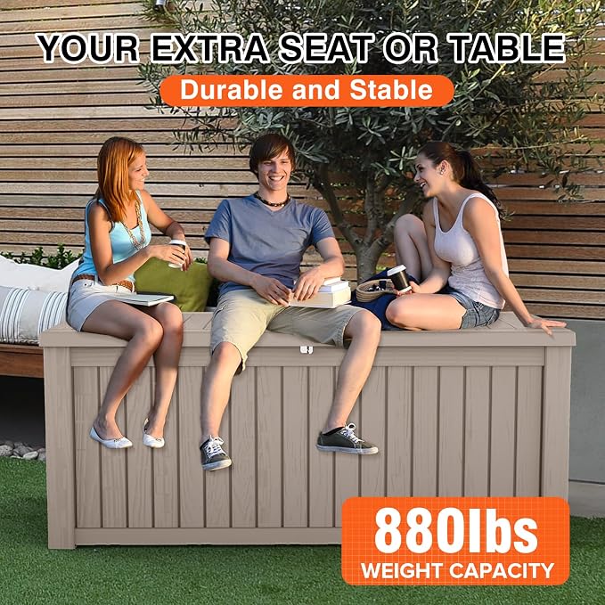 180 Gallon Resin Deck Box, Waterproof Outdoor Storage Bin - Image 7