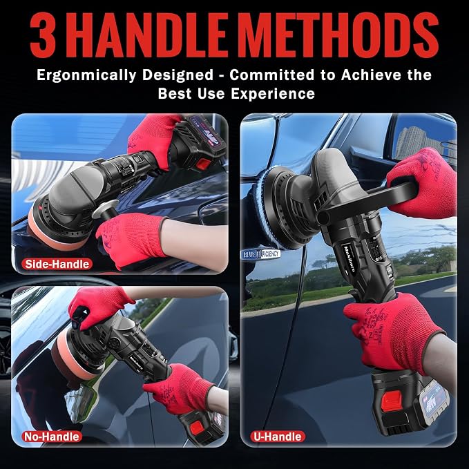 Cordless Buffer Polisher, 5 Inch Random Orbital Car Polisher Waxer, 6 Variable - Image 7