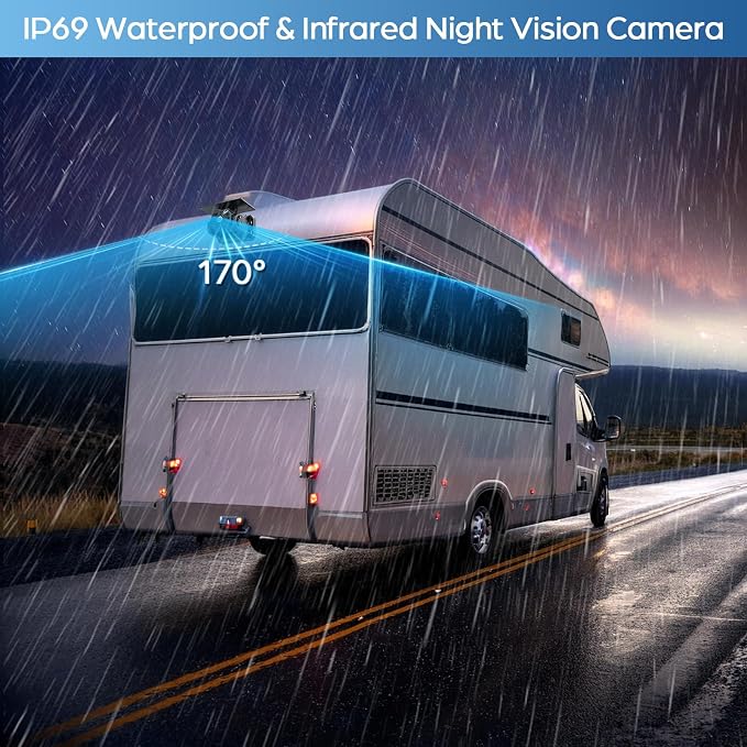 Magnetic Solar Wireless Backup Camera No Installation VASTEND 1080P 7'' RV - Image 5