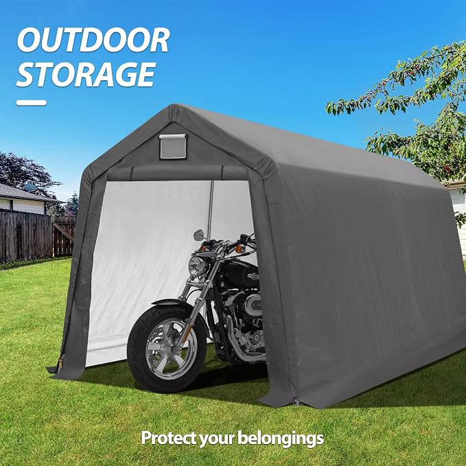 7' x 12' Outdoor Storage Shelter Shed, Portable Storage Shed Heavy Duty - Image 7