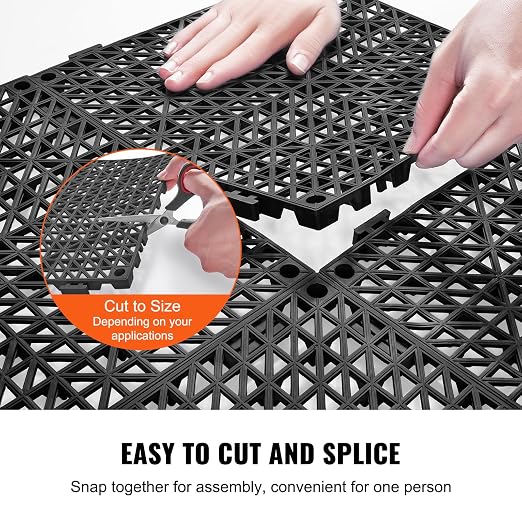 VEVOR Interlocking Tile 50PCS Black, Drainage Tiles 12" x 12" Splicing - Image 4