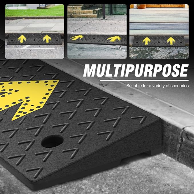 DNA MOTORING 2pcs 2.2" Rise Rubber Arrow Curb Ramp Heavy Duty Loading Driveway - Image 7