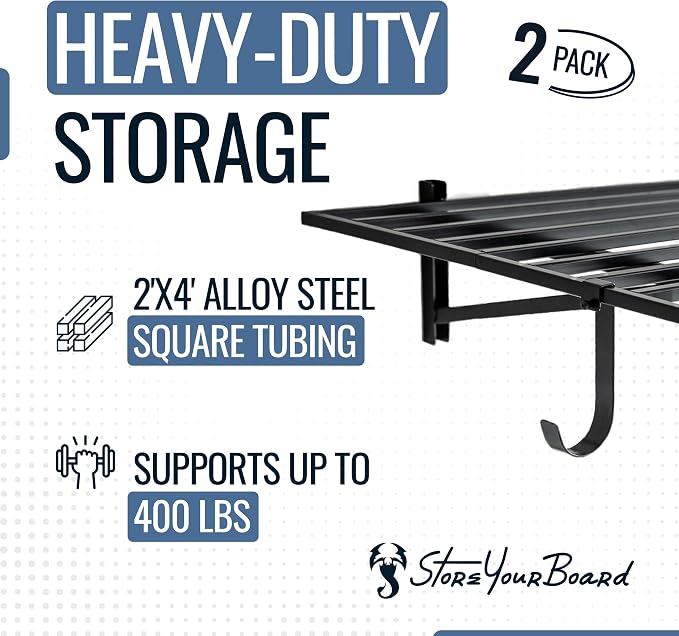 StoreYourBoard 2-Pack Heavy Duty Wall Shelves – Wall-Mounted Garage Storage - Image 2