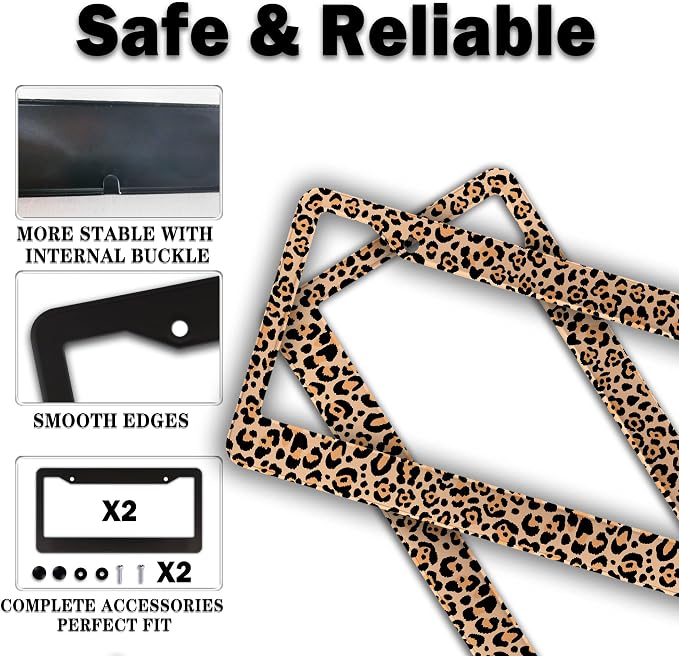 License Plate Frames Leopard Print Fun License Plate Frame Protector Cute - Image 4