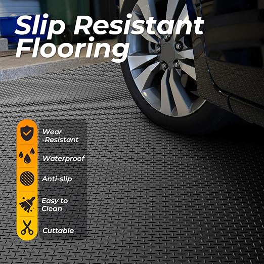 7.8 x 20 FT Garage Floor Mat, 2.8mm Thickness Diamond Plate Vinyl Garage - Image 3