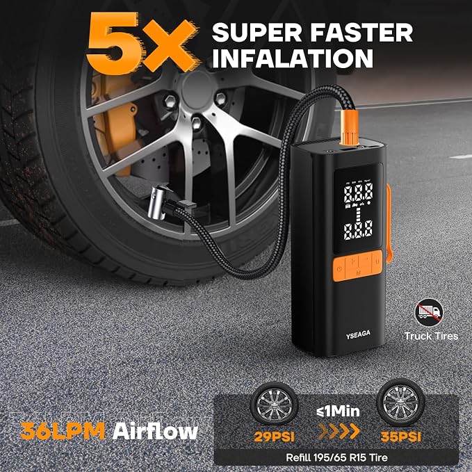 Tire Inflator Portable Air Compressor, 150PSI&12V DC Air Pump - Image 2