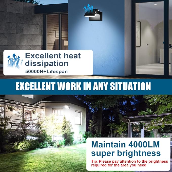 40W LED Outdoor Wall Light, 5000K Daylight Waterproof Floodlights, 360 ° - Image 2