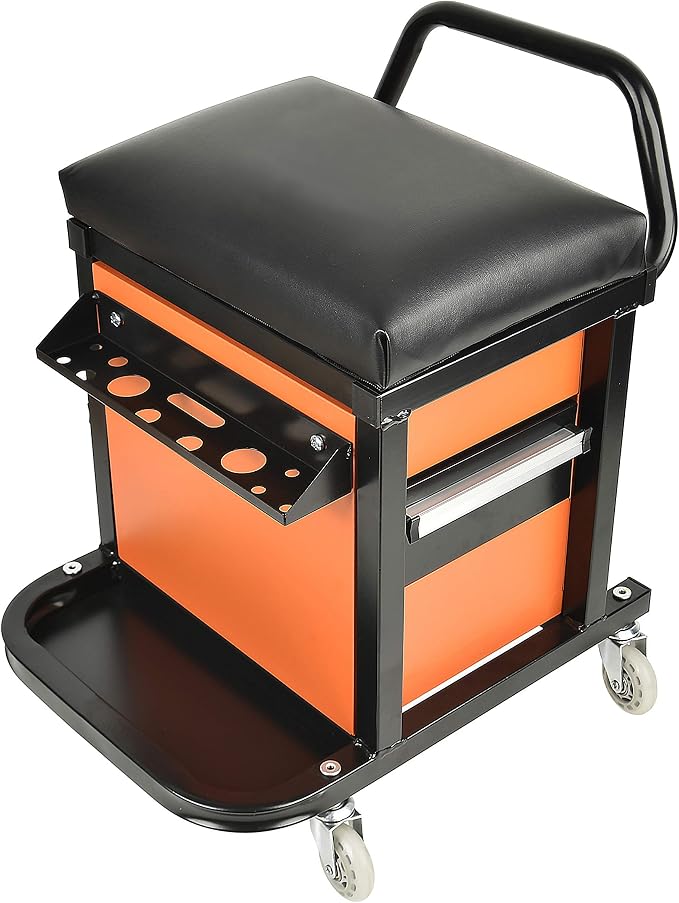 Eisen Rolling Tool Box with Seat, Mechanics Seat with Storage Drawers and by AainTools