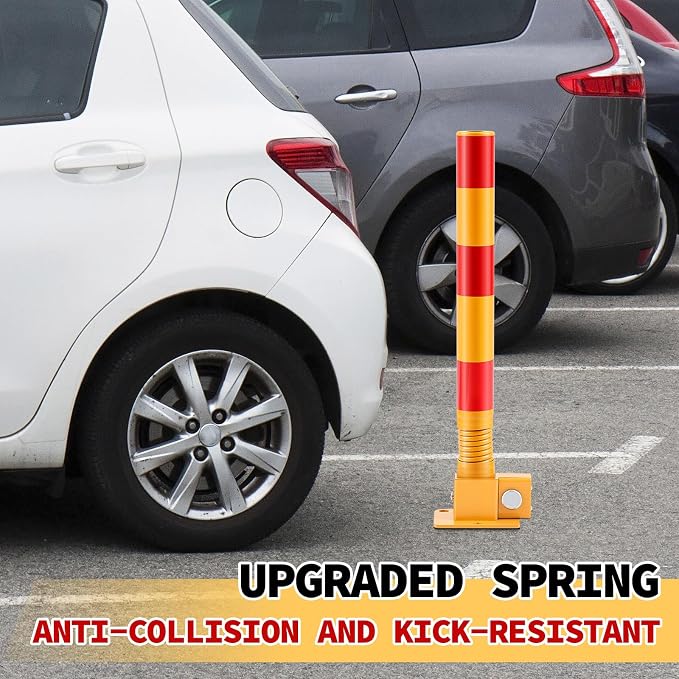 Zonon 1 Pcs Spring Parking Post Folding Heavy Metal Parking Barrier Lock - Image 4