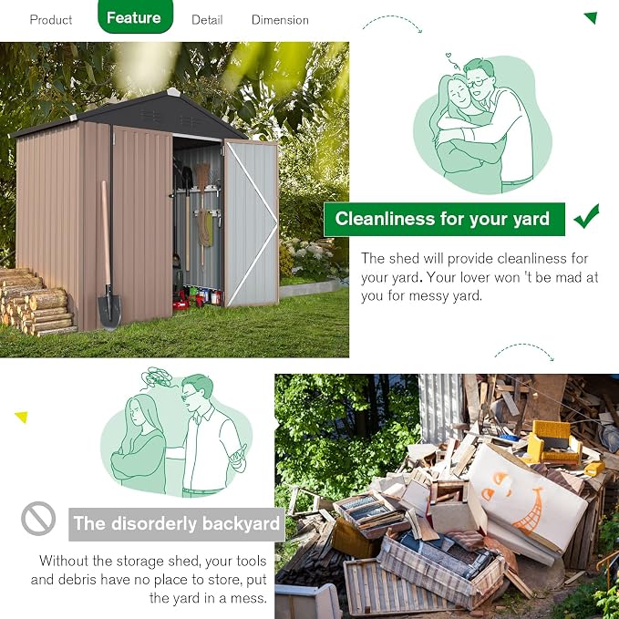 U-MAX 6x4 Storage Sheds & Outdoor Storage, Small 4x6 Outdoor Storage Garden - Image 4