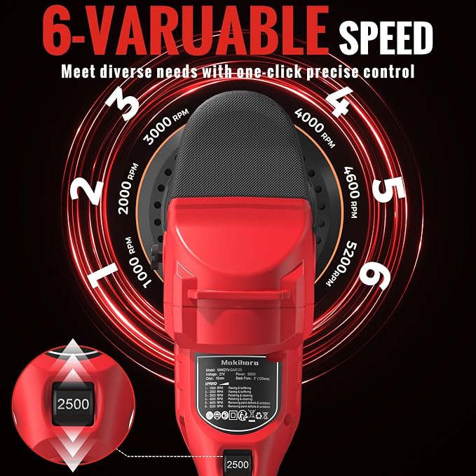 Cordless Buffer Polisher, 5 Inch Random Orbital Car Buffers Waxer and Polishers - Image 2