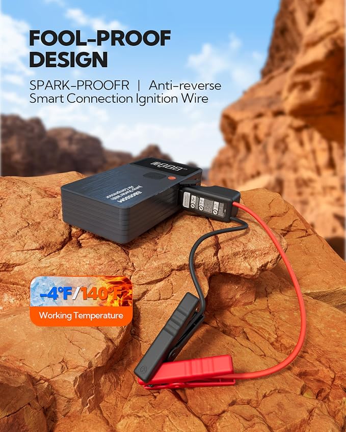 Car Battery Jump Starter with Air Compressor, 44.4Wh Battery Jump Box with Tire - Image 4