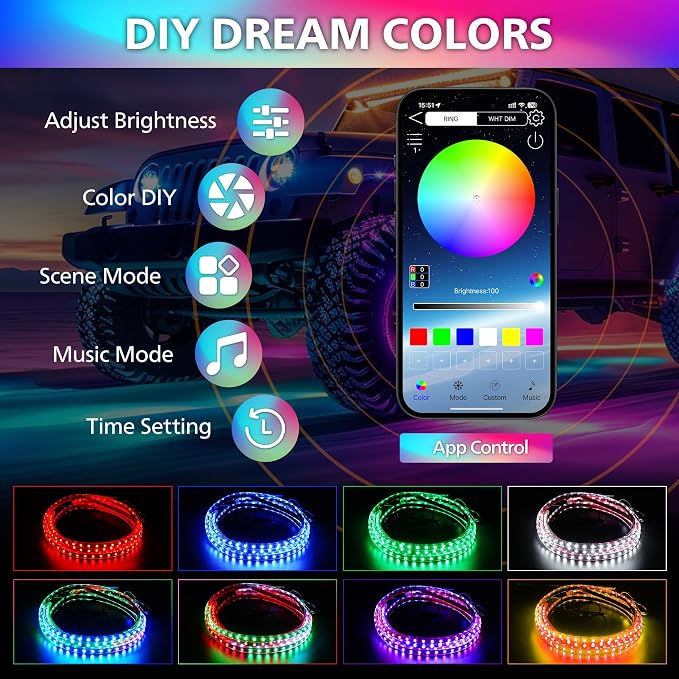 Underglow LED Lights for Cars 252 LEDs RGBI Neon Accent Strip Lights - Image 3