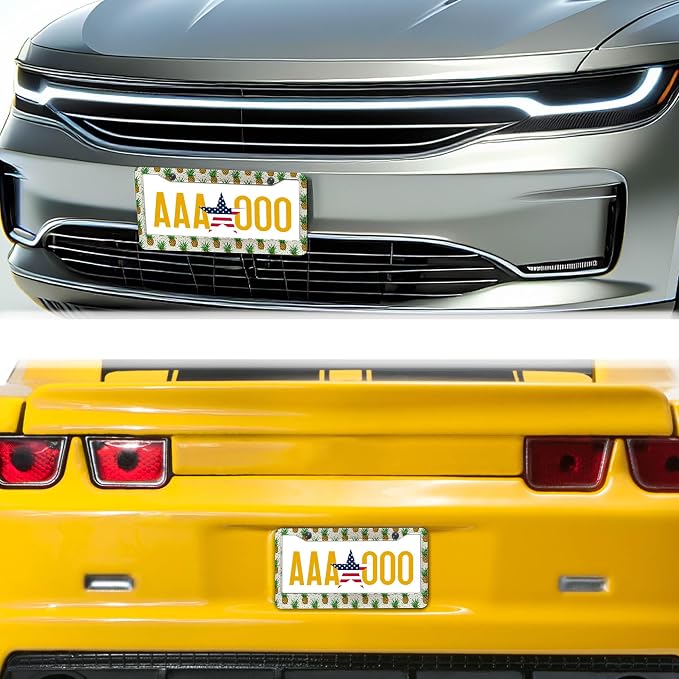 Car License Plate Frame Black Yellow License Plate Frames Yellow Pineapple - Image 8