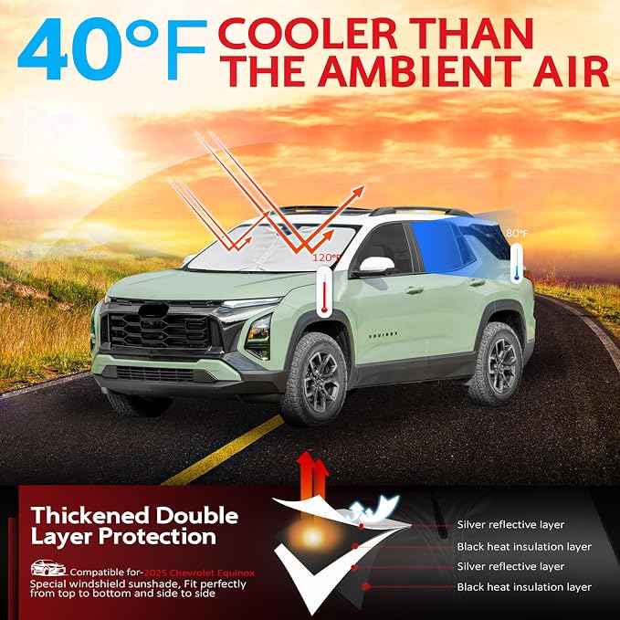 KAYZT Windshield Sun Shade for 2025 2026 Che-vrolet/Chevy Equinox Foldable - Image 2