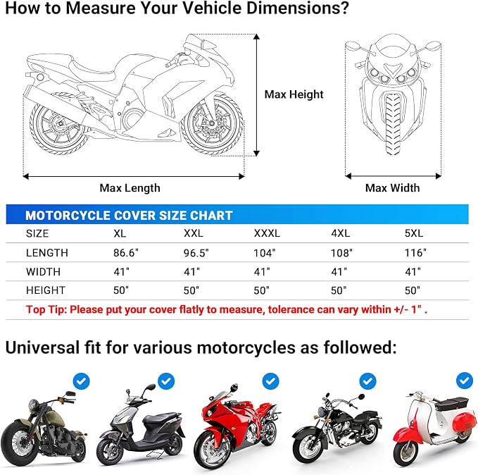 Favoto Motorcycle Cover Reflective 96.5 inches Length All Season Universal - Image 6