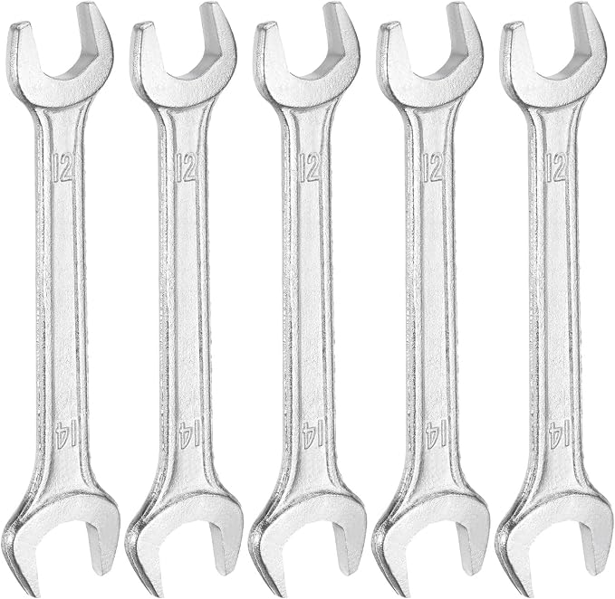 HARFINGTON 5pcs Double Open End Wrench 12mm x 14mm Metric 15 Degree Offset by HARFINGTON