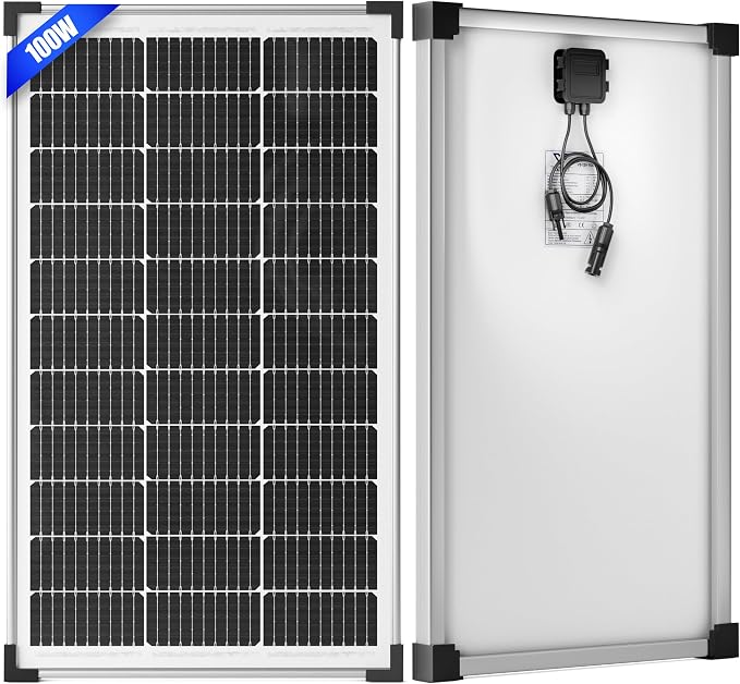 100W 12V Solar Panel, High Efficiency 9BB Cell Monocrystalline Solar Panels by Voltset