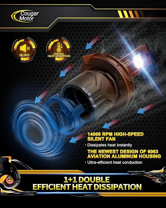 Cougar Motor H13 Bulbs, 9008 Fog Lights 6500K White Non-Polarity H13 Fog Bulb - Image 5