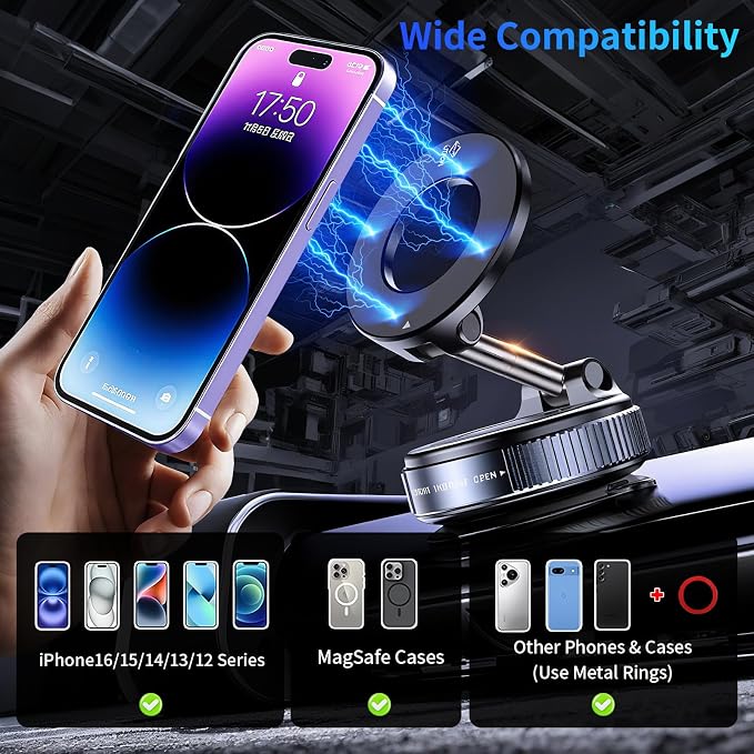 Vacuum Magnetic Car Phone Holder, 360°Adjustable Magnetic Phone Holder - Image 6